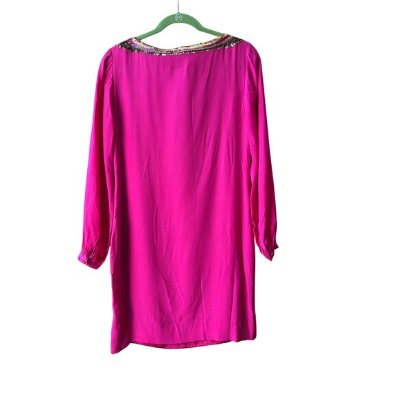 Trina‎ Turk 100% Silk Dress Pink Sequin Embellished  Size 4 - Picture 2 of 13